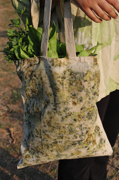 Bageeya Eco-Printed Recycled cotton Packaging Bag | Crafted with Sacred temple flowers and Ayurvedic herbs