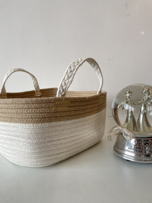 Beige & White Square Basket