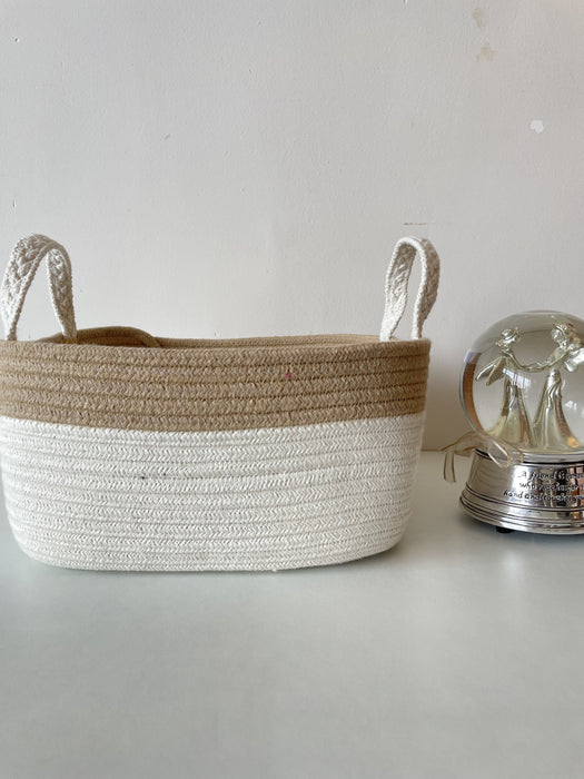 Beige & White Square Basket