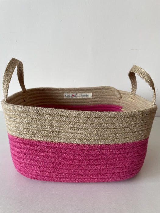 Beige & Pink Square Basket