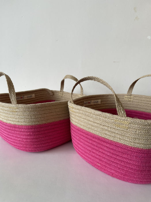 Beige & Pink Square Basket