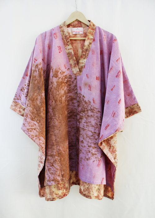 Bageeya "Sakura" Handwoven Organic Cotton Kimono Tunic | Crafted with Sacred Temple Marigolds, Roses and Sandalwood