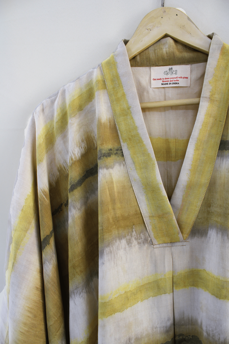 Bageeya "Aranya" Handwoven Khadi Tussar Cotton | Crafted with Harda and Amba Haldi