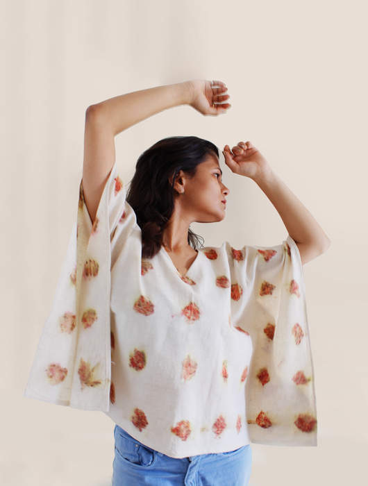 Bageeya "Gulab" Handwoven Organic cotton Crop top | Crafted with Sacred temple Roses