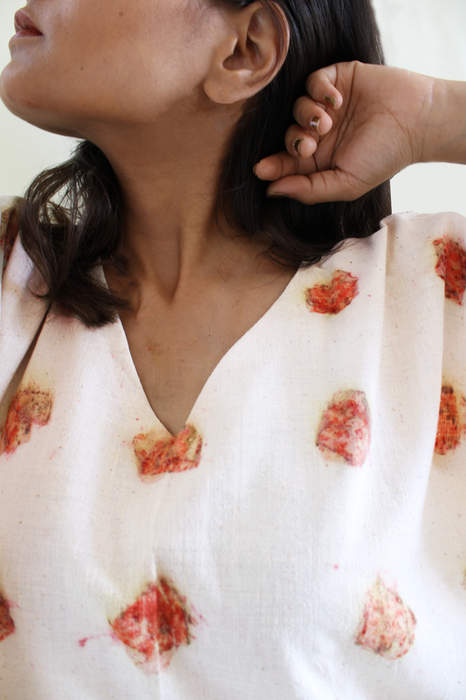 Bageeya "Gulab" Handwoven Organic cotton Crop top | Crafted with Sacred temple Roses