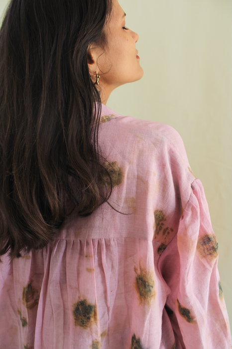 Bageeya "Seimei" Handwoven Mul Shirt | Crafted with Sacred Temple Marigolds and Roses and Lac