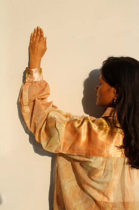 Bageeya "Kiyomi" Handwoven Zari Chanderi Shirt | Crafted with Katha