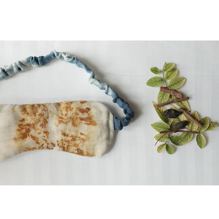 Bageeya Handwoven organic cotton Eco-Printed  Eye mask | Crafted with Sacred temple flowers and Ayurvedic herbs