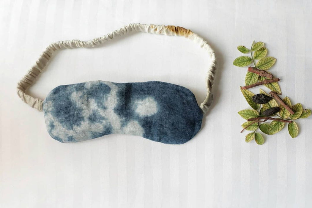 Bageeya Handwoven organic cotton Eco-Printed  Eye mask | Crafted with Sacred temple flowers and Ayurvedic herbs