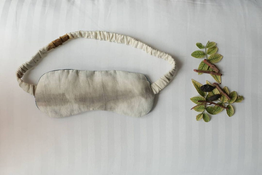 Bageeya Handwoven organic cotton Eco-Printed  Eye mask | Crafted with Sacred temple flowers and Ayurvedic herbs