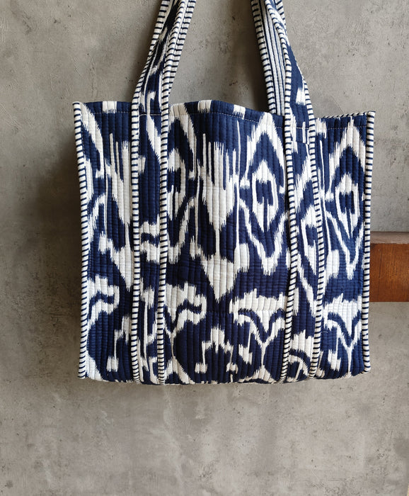 Ikat Blue Tote  (Small)