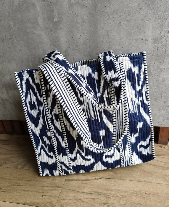 Ikat Blue Tote  (Small)