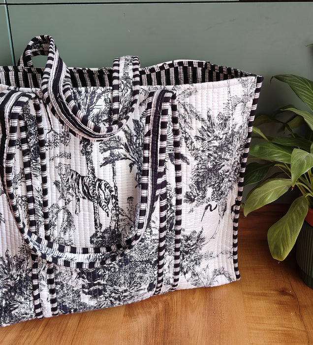 Hazy Forest Tote (Black and White)