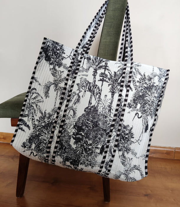 Hazy Forest Tote (Black and White)