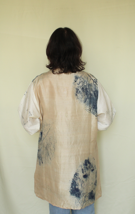 Bageeya "Neelamber" Handwoven Silk jacket | Crafted with Sacred Temple Roses and ayurvedic herbs| Detailed with Tassals