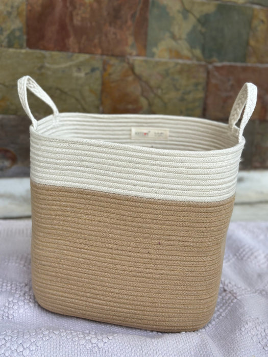 Boho Beige & White Basket