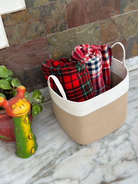 Boho Beige & White Basket