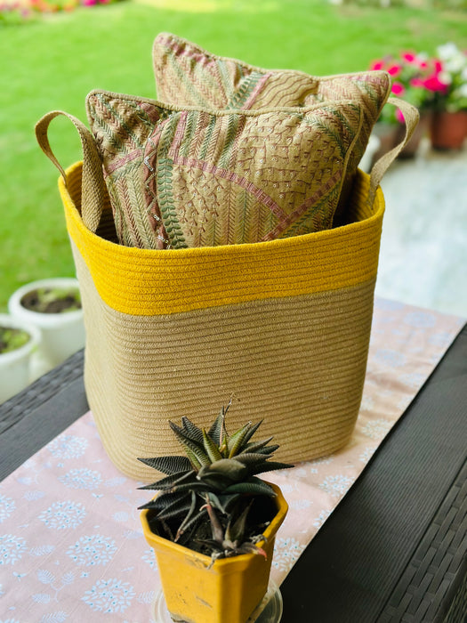 Boho Beige & Yellow Basket