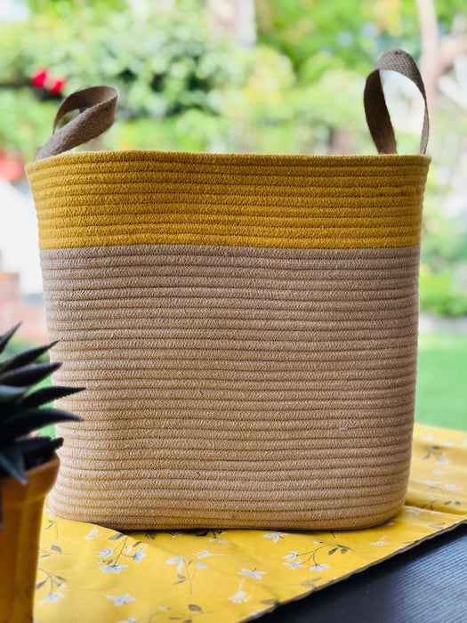 Boho Beige & Yellow Basket