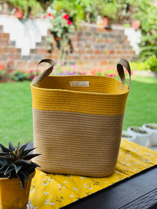 Boho Beige & Yellow Basket