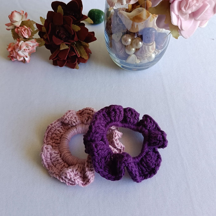 Handmade Pastel Crochet Scrunchies - Set Of 2 (B)