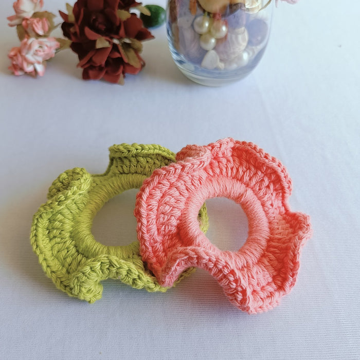 Handmade Bright Crochet Scrunchies - Set Of 2 (A)