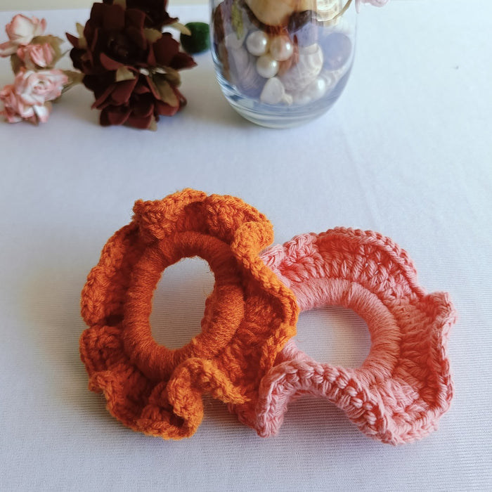 Handmade Bright Crochet Scrunchies - Set Of 2 (C)