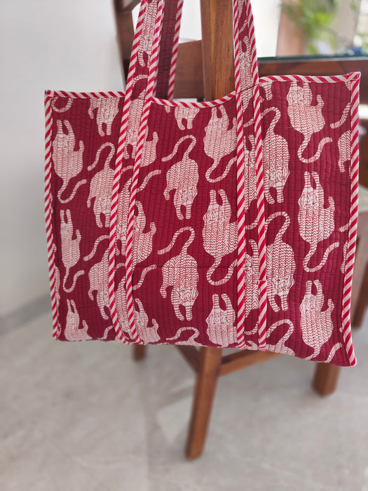 Tiger Tote (Deep Maroon)