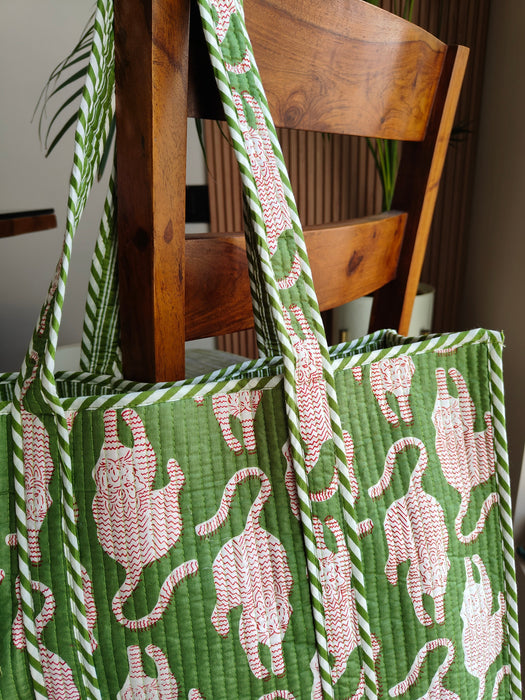 Tiger tote (Emerald Green)