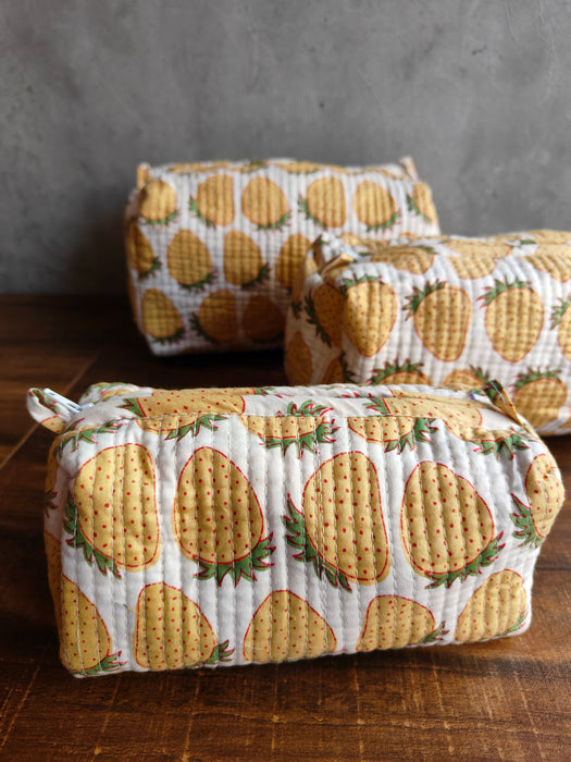 Strawberry Sundae Yellow Toiletry Kits (Set of 3)