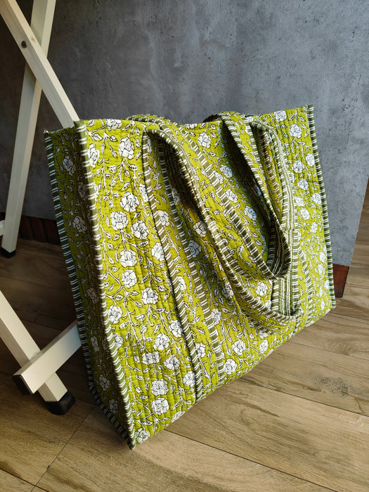 Camellia Garden Tote (Sage Green)