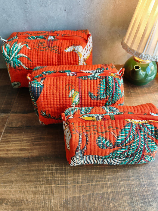 Jungle Joy Tangerine -Toiletry Pouches (set of 3)