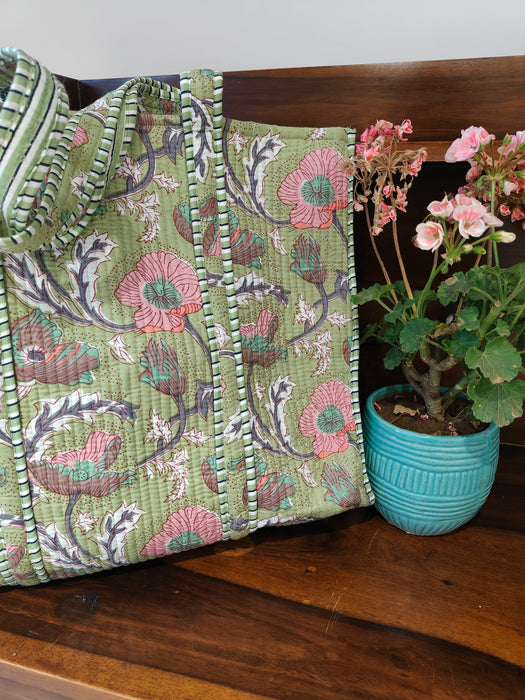 Mint Green Poppies Tote bag