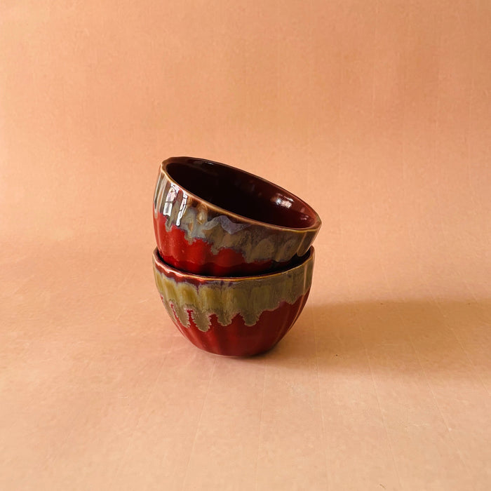 Ceramic Red Snack Bowls