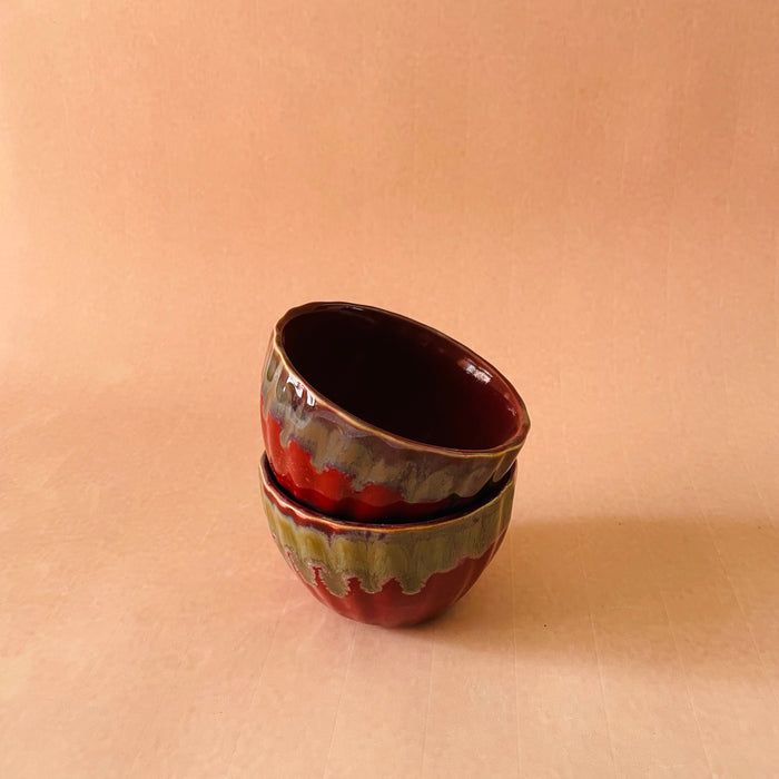 Ceramic Red Snack Bowls