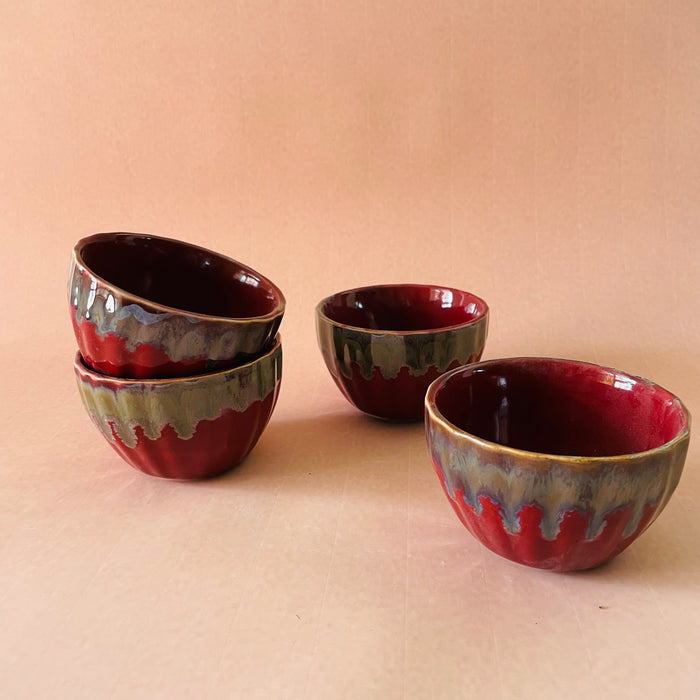 Ceramic Red Snack Bowls