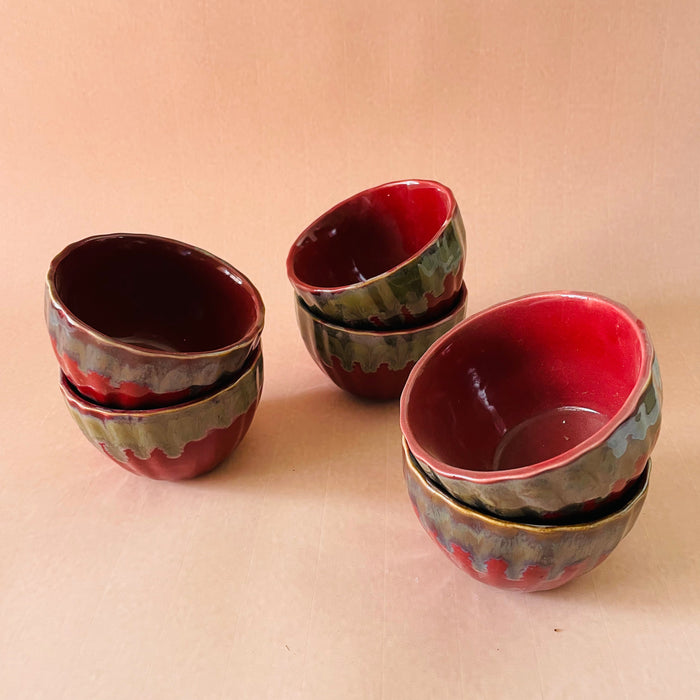 Ceramic Red Snack Bowls