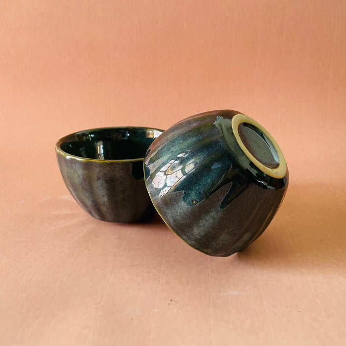 Ceramic Deep Green Snack Bowls