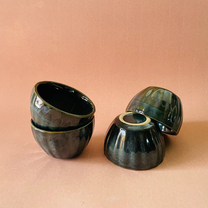 Ceramic Deep Green Snack Bowls