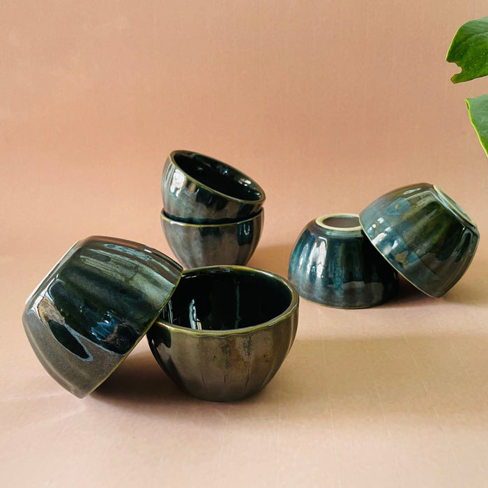 Ceramic Deep Green Snack Bowls