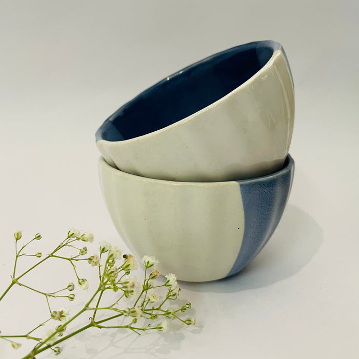 Ceramic Blue & White Snack Bowls