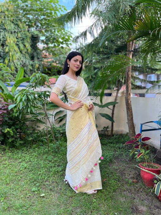 Milky Bar Embroidered Saree