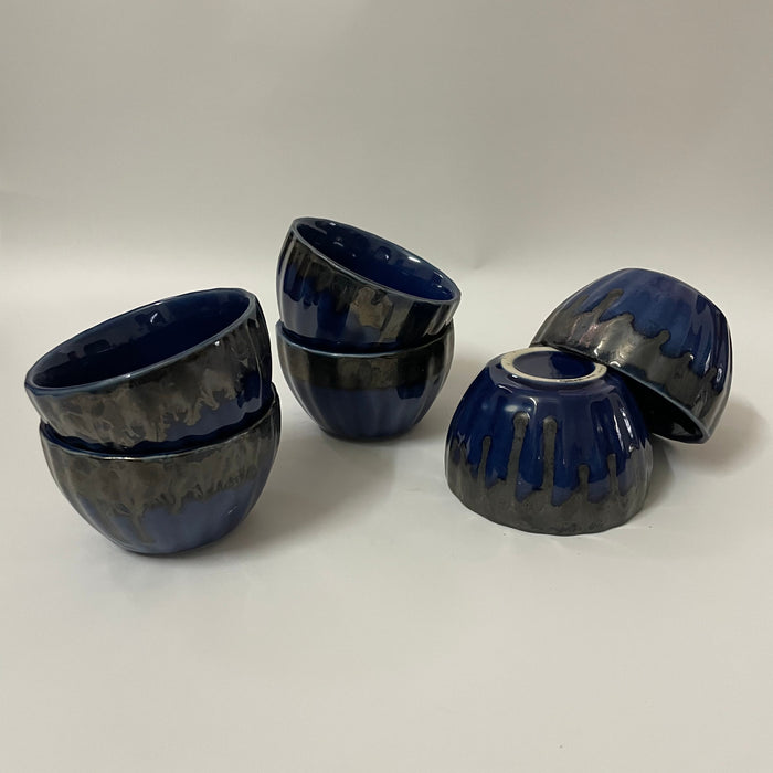 Ceramic Deep Blue Snack Bowls