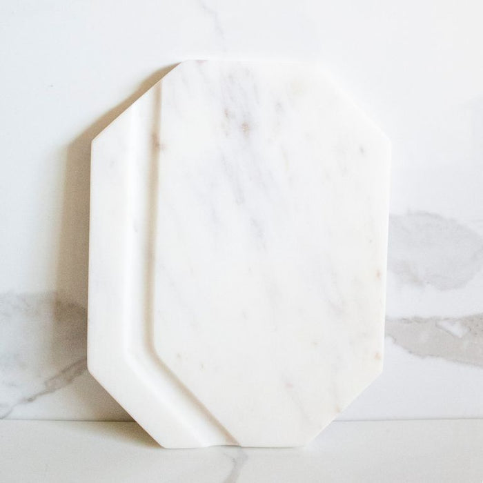 Marble Cheese Platter Mini White Furrow