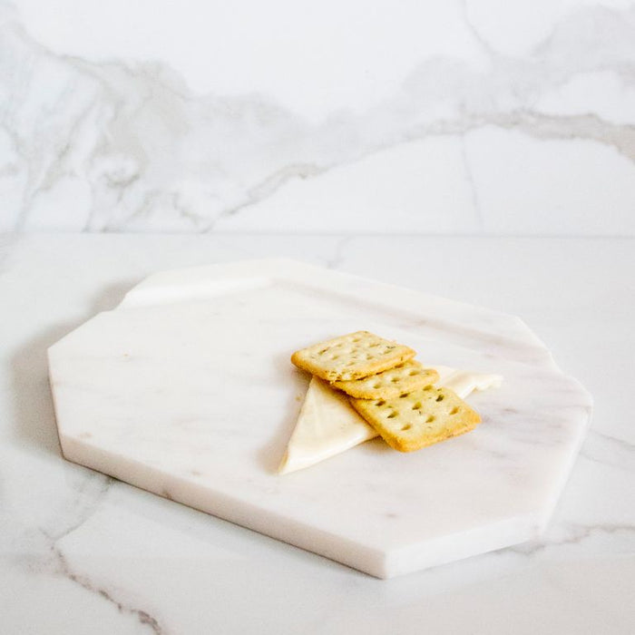 Marble Cheese Platter Mini White Furrow