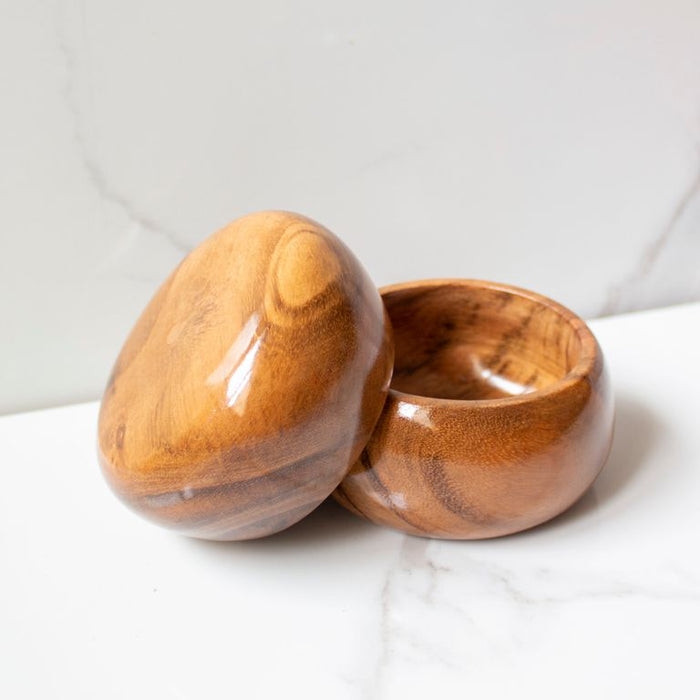 Wooden Bulgy Flat Bowl  ( Set of 2 )