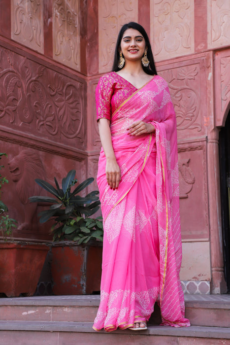 Carved Livia (Hand Block Printed Chiffon Saree)