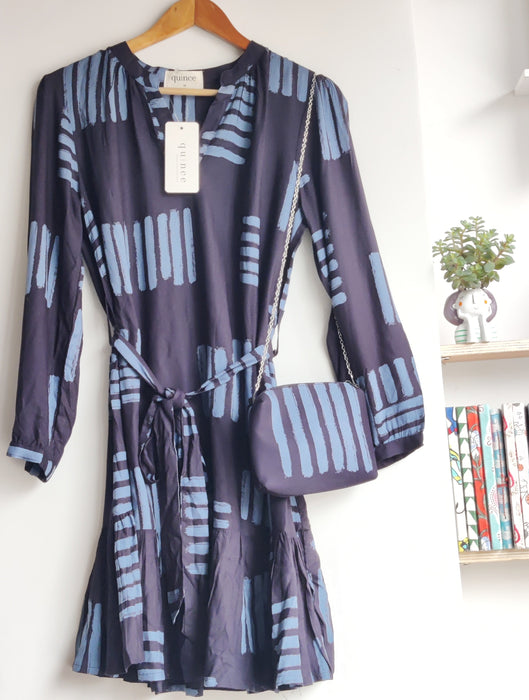 Graphic Stripe Navy Dress  (With Matching bag)