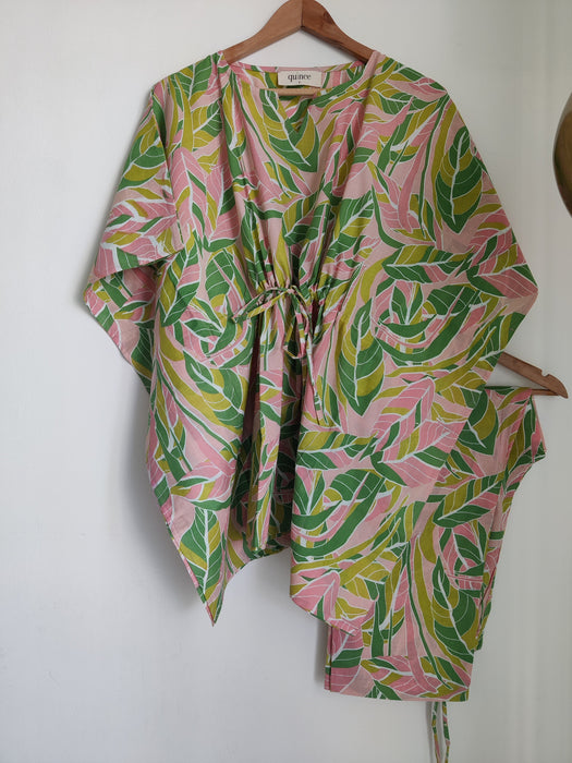 Blushing Leaves Kaftan Pant Set