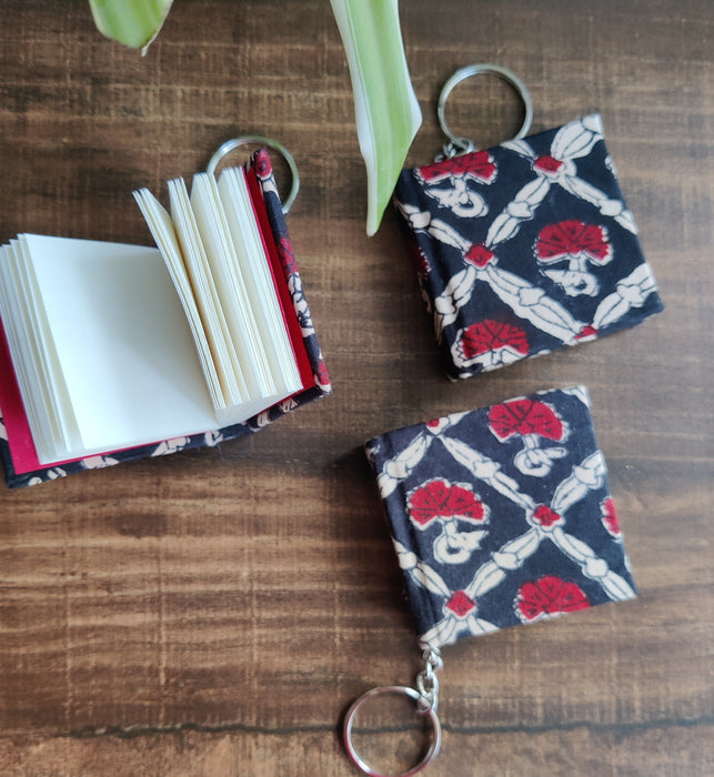 Red Black Floral Keychain Diary